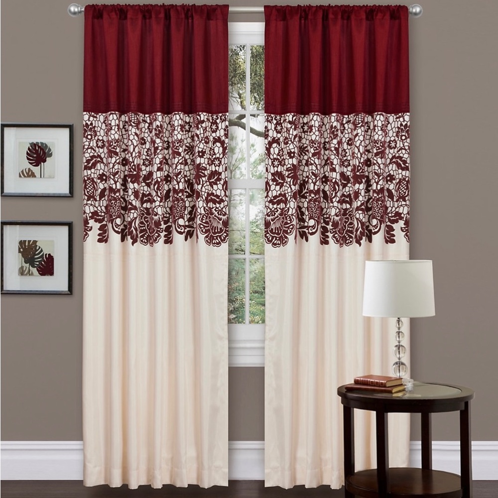 🆕 NWT LUXURY HALF MOON GARDEN ESTATE DRAPERIES RED/WHITE (gray/white avail)